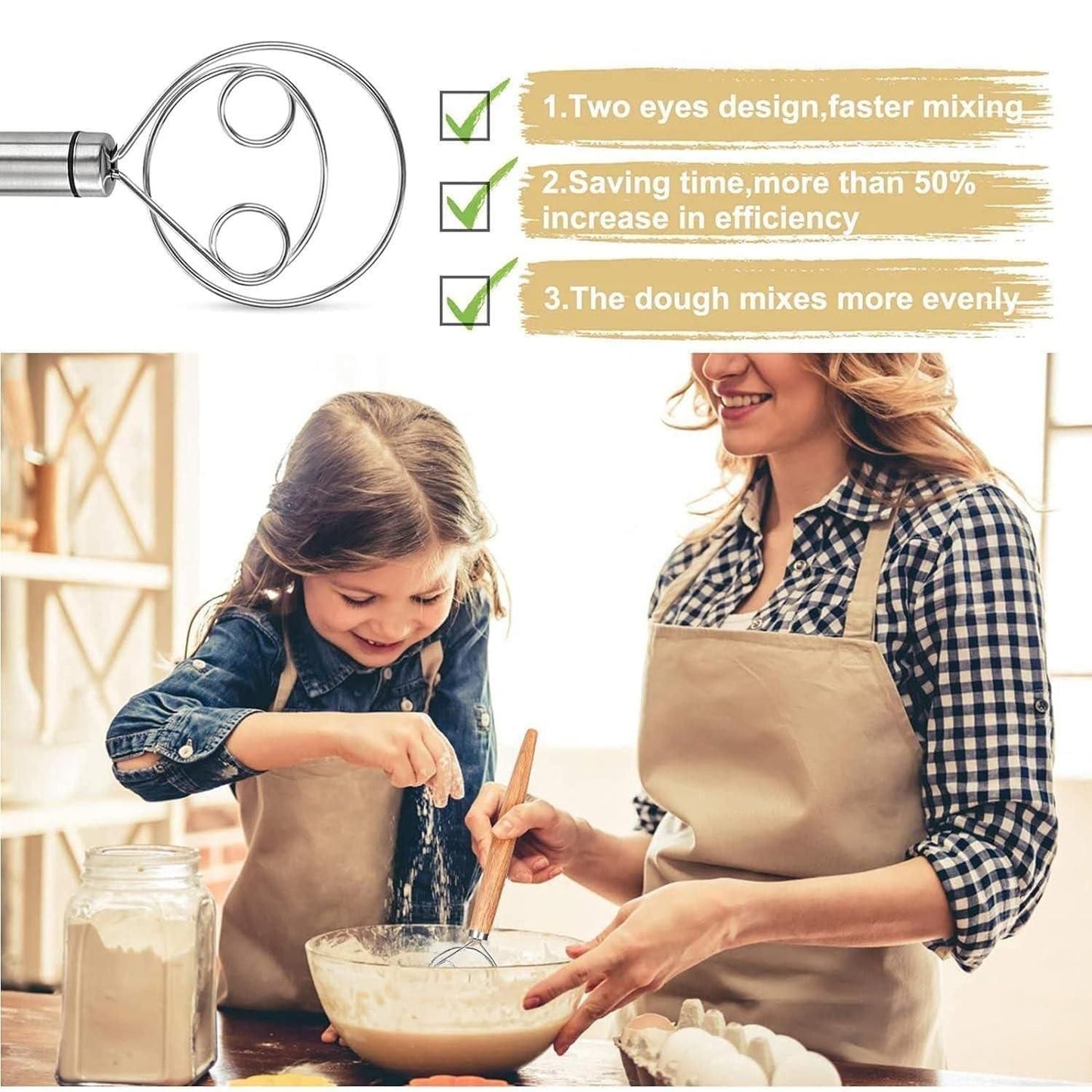 Dishwasher Safe Whisk(Bread Whisk, Dough Whisk)